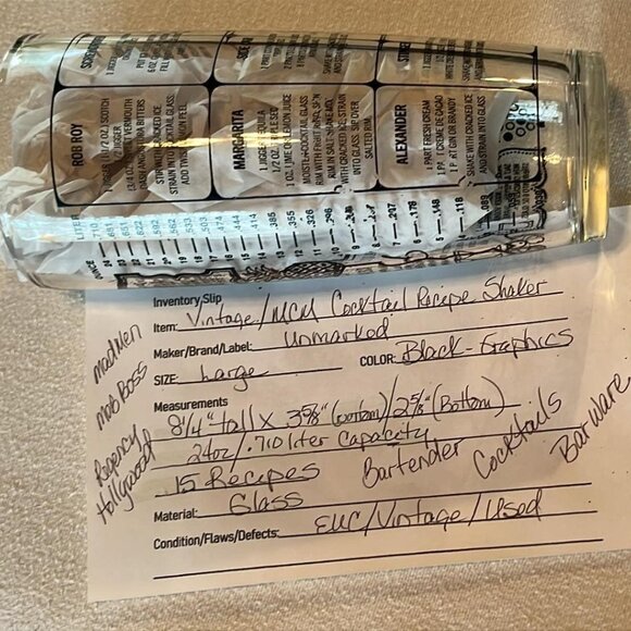 VTG MCM Cocktail 15 Recipes 24oz Glass Barware MobBoss Mancave Hipster Nostalgia - Picture 2 of 5